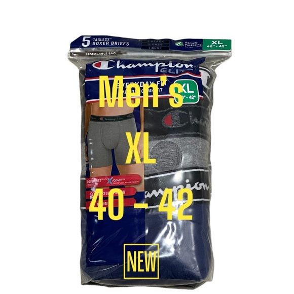 Champion Elite XL Boxer Brief 5-pack X-Temp Black Gray Blue Trunks Underwear NWT - Picture 3 of 11